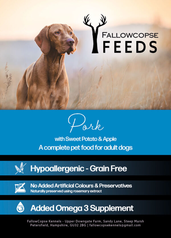 Fallowcopse Feeds - Grain Free Pork Dog & Puppy Food - Turkey Beef Chicken Lamb Petersfield Hampshire Surrey West Sussex London Berkshire Kent